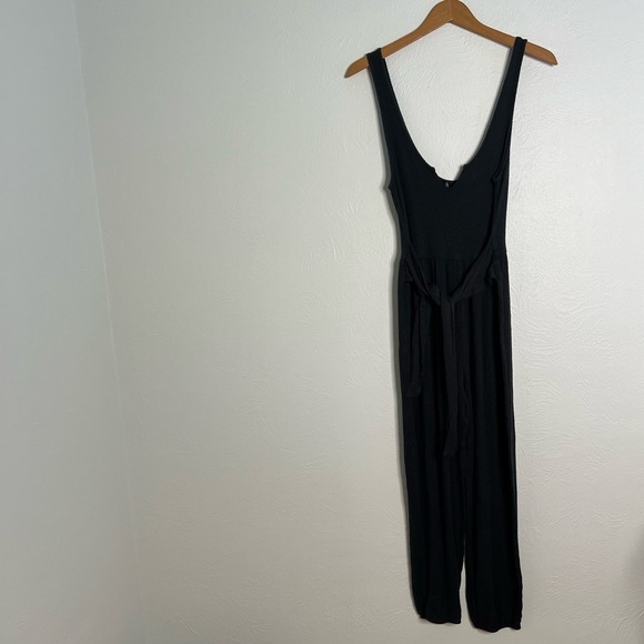 Out From Under for Urban Outfitters Black Waffle Knit Tie Back Jumpsuit Size S - Picture 1 of 13